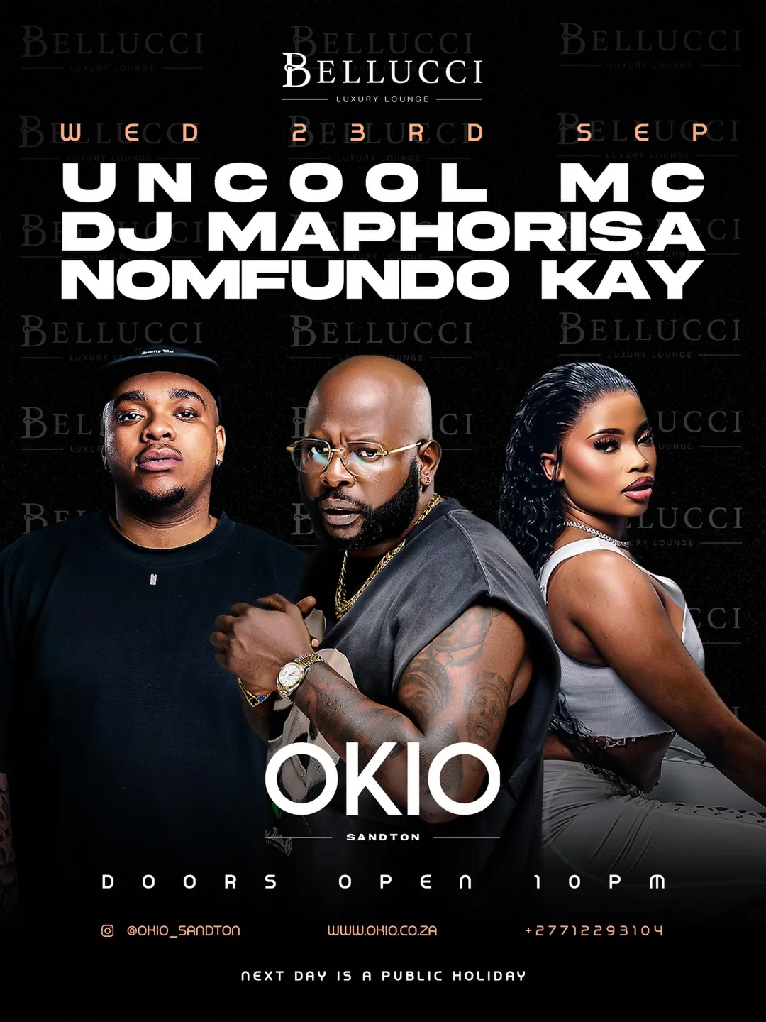 Poster: Uncool MC, DJ Maphorisa, Nomfundo Kay, Wednesday 23 September
